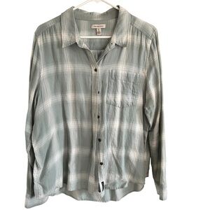 Calvin Klein Light Teal Plaid Button-Up Shirt